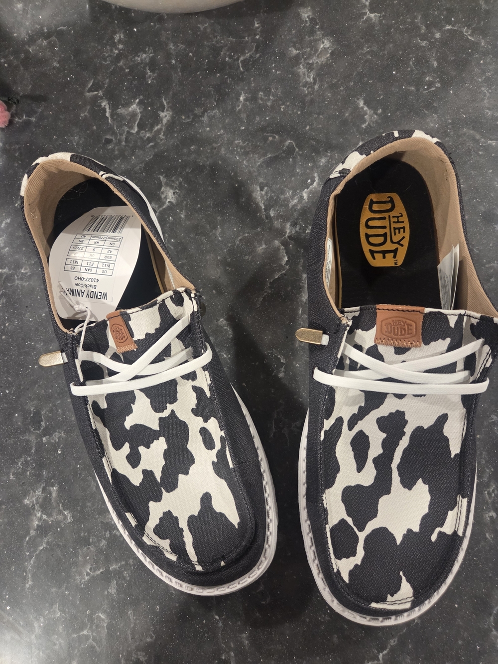 Hey Dude Wendy Animal Cow Print Slip-On Shoes Brand New